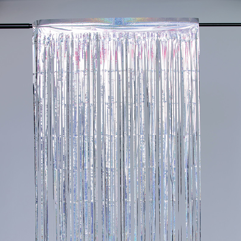 3*3m Silver Tassel Backdrop 300cm Laser Rain Curtain Fringe Decor