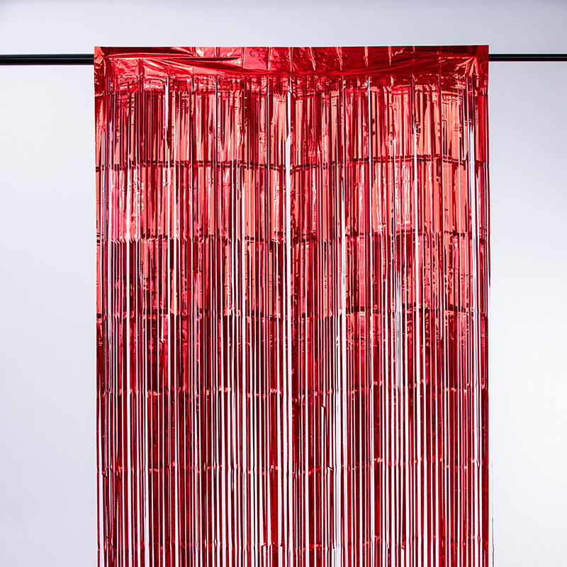 100cm 200cm Fringe Decor Laser Rain Curtain Red Iridescent Foil Curtain
