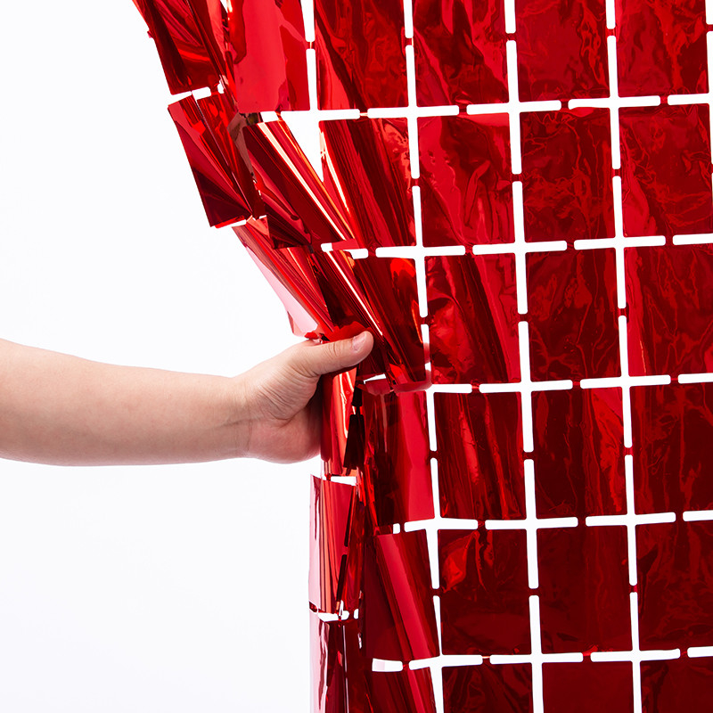 1x2m Red Foil Fringe Curtain 2 Meter Foil Square Curtain Fringe Decor