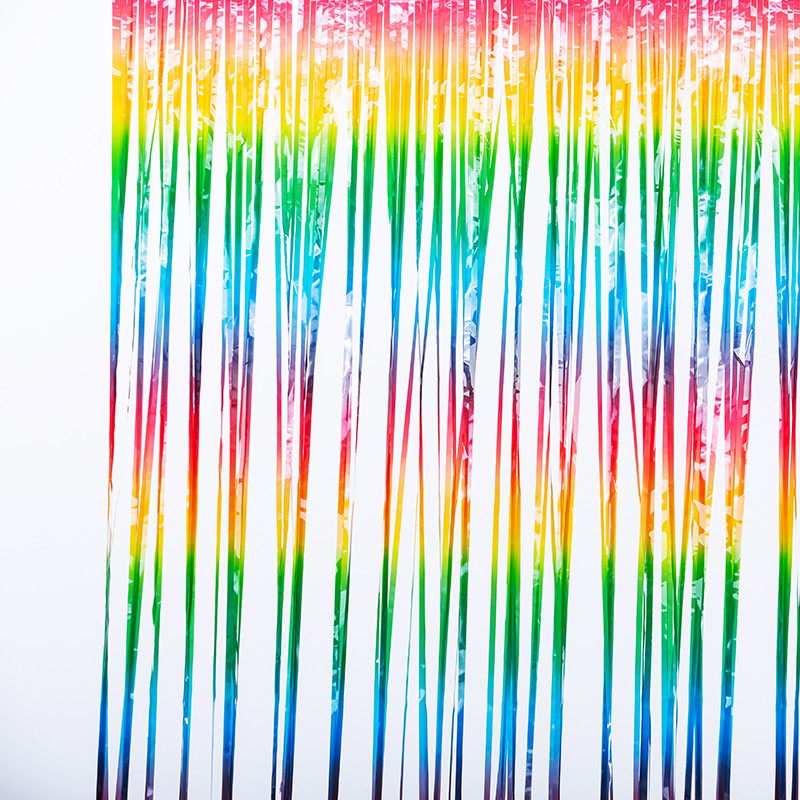 Anti Bacterial Rainbow Fringe Backdrop 1*1m 1*2m Multicolor Foil Curtain